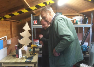 Men in sheds at Bromley Park Care Home