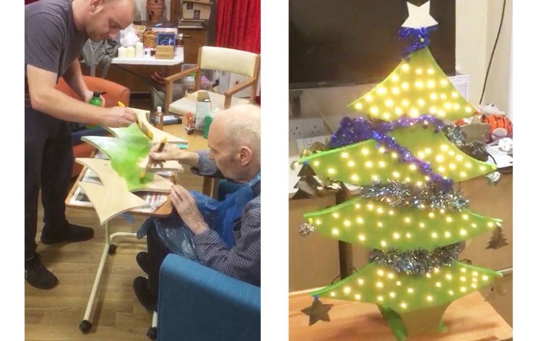 Men in sheds Christmas tree project at Bromley Park Care Home