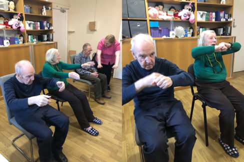 Bromley Park Care Home residents doing seated exercises 