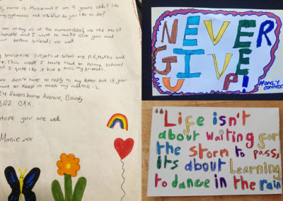 Colourful posters made for residents at Bromley Park Care Home by Key worker children