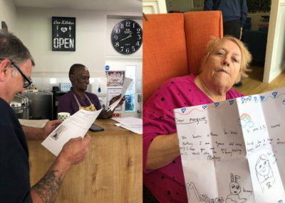 Letters with cute drawings to residents at Bromley Park Care Home from Key worker children