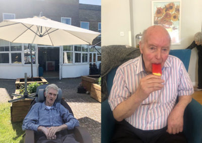 Two Bromley Park Care Home residents enjoying ice creams