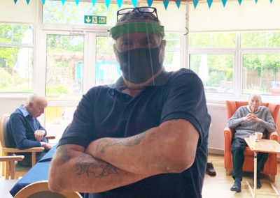 Bromley Park staff member wearing 3D printed face mask 1
