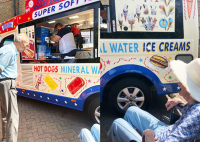 Residents enjoying a visit from the ice cream van at Bromley Park Care Home