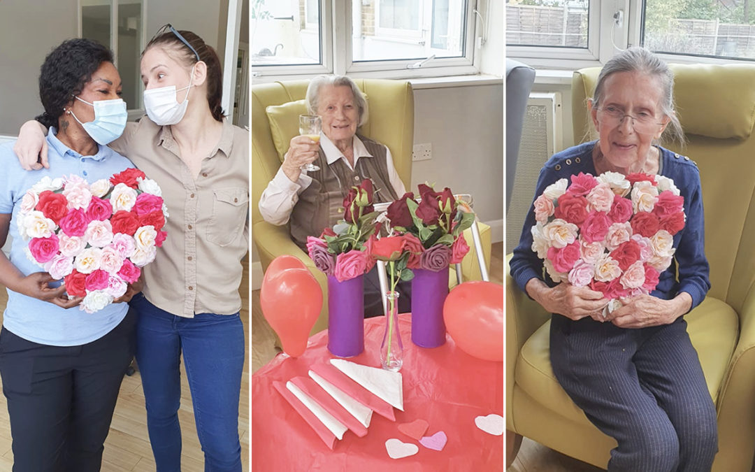 Valentine hearts and flowers at Bromley Park Care Home