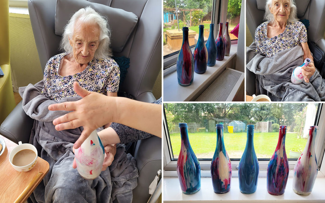 Bottle painting fun at Bromley Park Care Home
