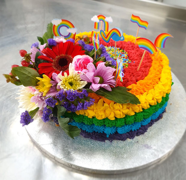 Rainbow cake to celebrate Pride month at Bromley Park Care Home