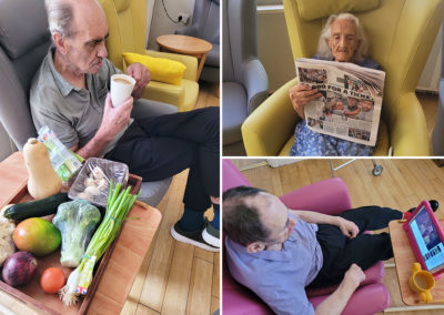 Bromley Park Care Home residents enjoying relaxing pastimes