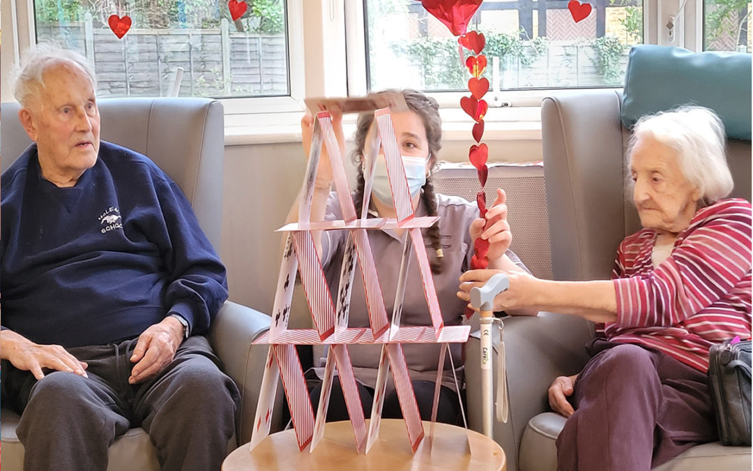 House of cards and colouring at Bromley Park Care Home