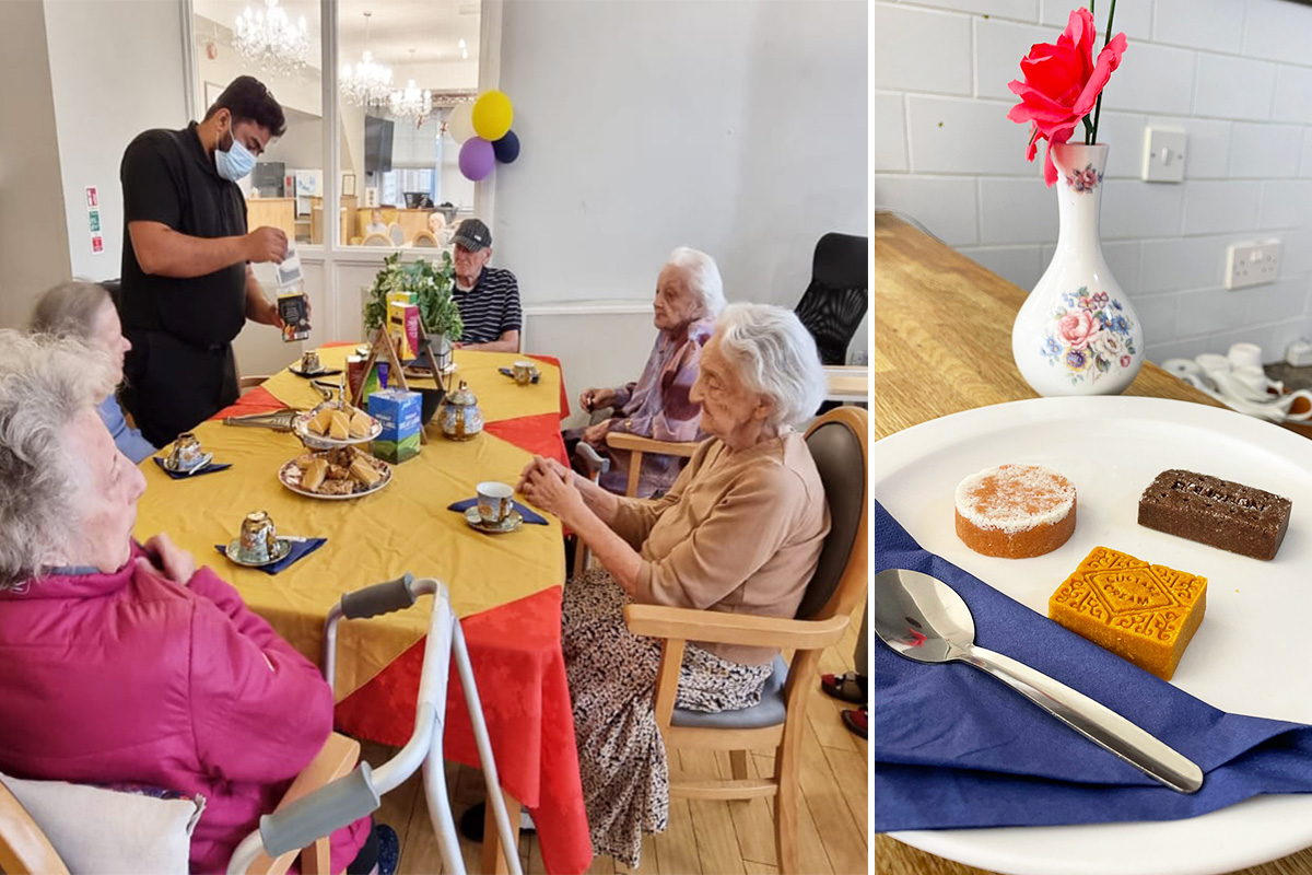 Bromley Park Care Home residents enjoying afternoon tea