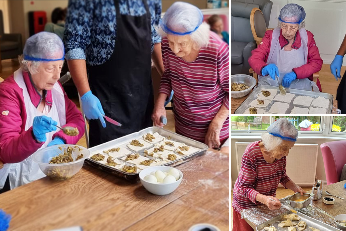 Residents at Bromley Park Care Home making savoury pastries