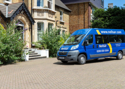 The outside front of Bromley Park Care Home and their Mini-Bus