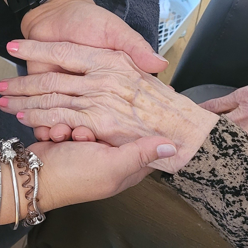 Hand massage at Bromley Park Care Home