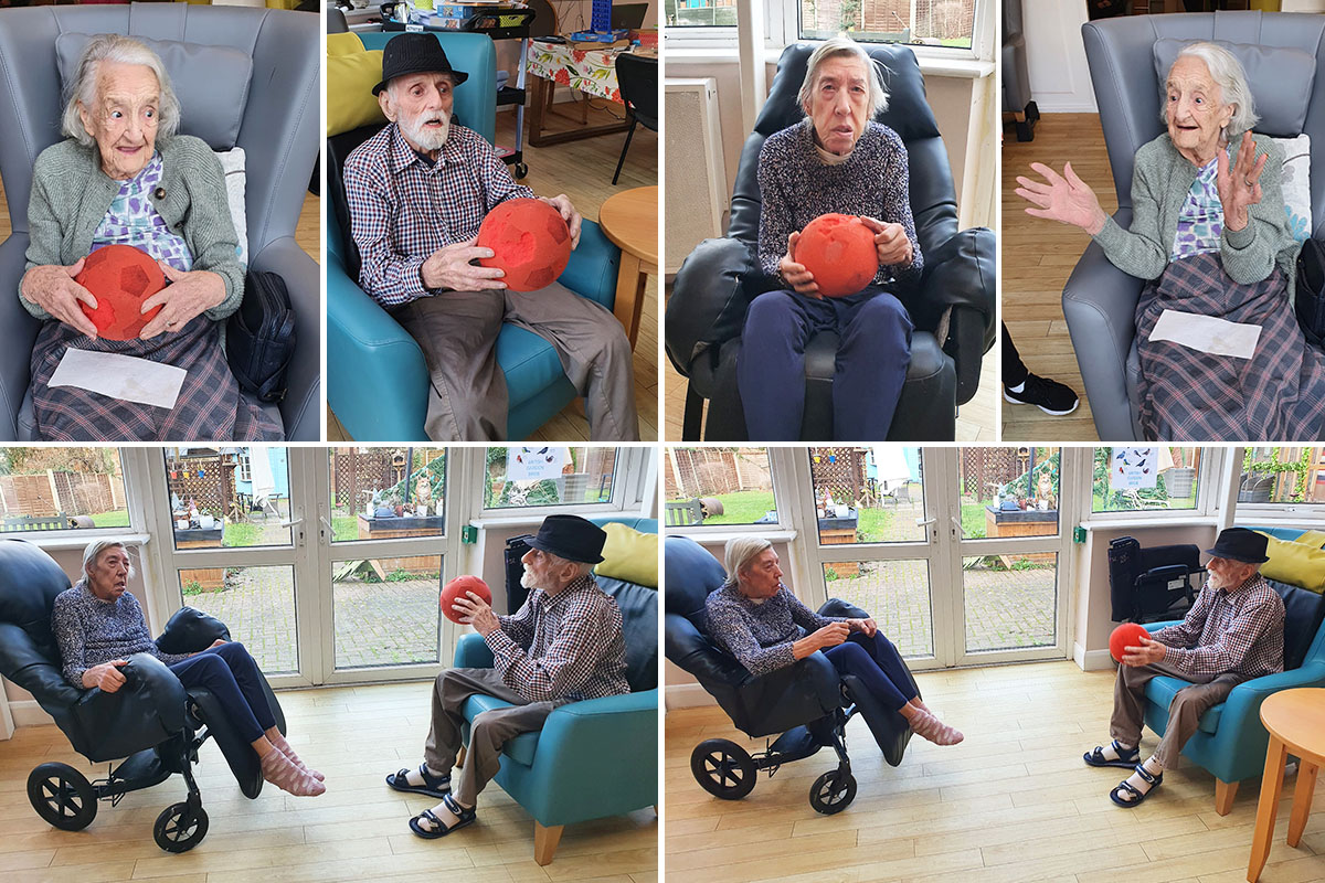 Bromley Park Care Home residents enjoying some ball game exercises 