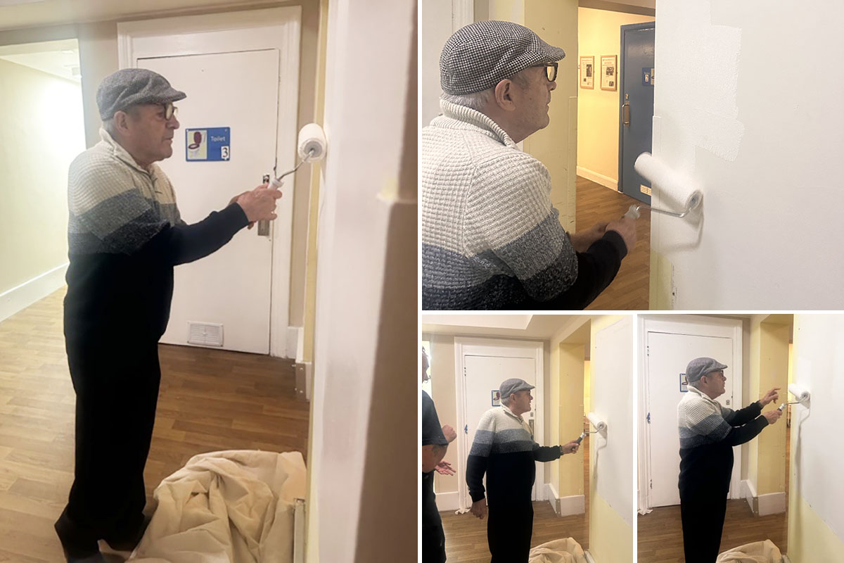 Colin lends a hand with painting and decorating at Bromley Park Care Home   