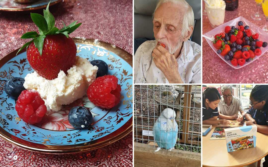 Berry tasting and new feathered friends at Bromley Park Care Home