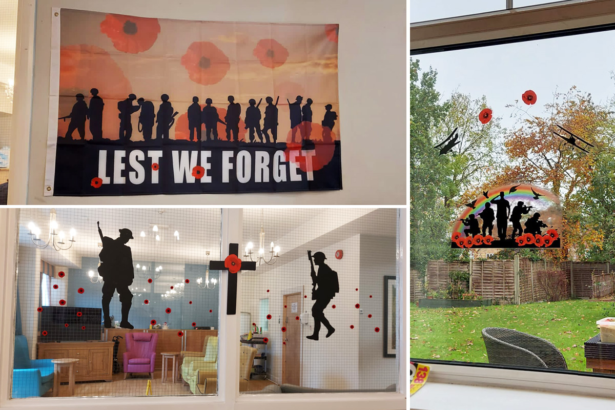 Remembrance Sunday decorations at Bromley Park Care Home