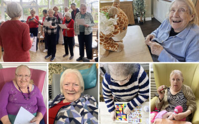 Bromley Park Care Home residents enjoying a choir visit and relaxing pastimes